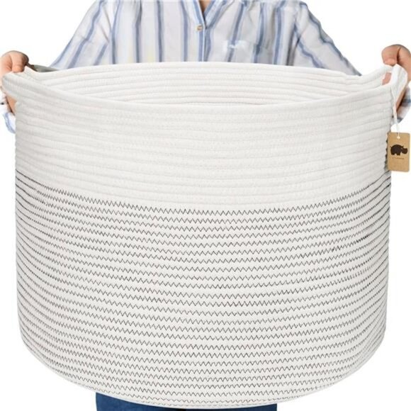 Little Hippo Baskets XXXL Large Cotton Rope 22"x22"x14" Storage Woven Basket - Picture 1 of 5
